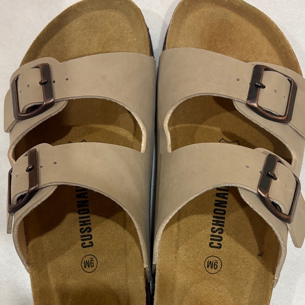Cushionaire Women's Tan Buckle Sandals